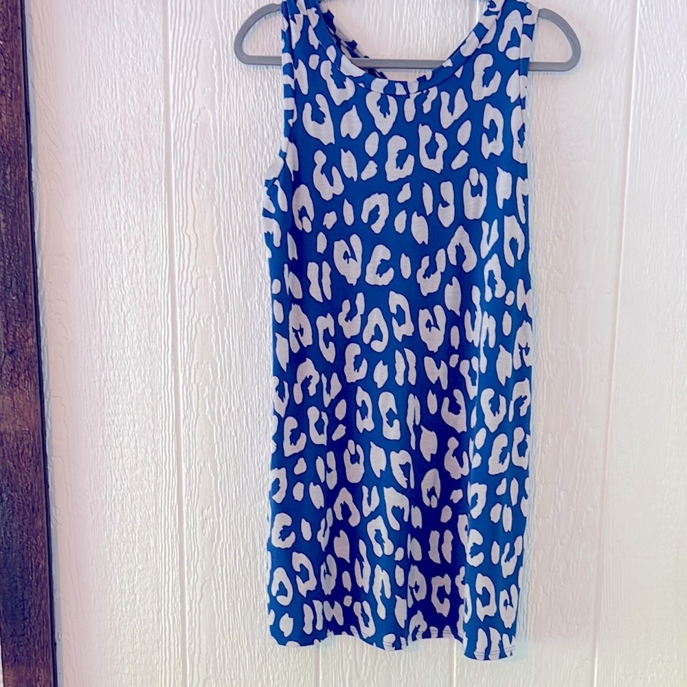 Leopard print Sew in love blue dress size medium